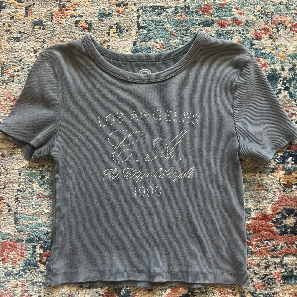 Gray Ribbed Los Angeles Tee size Medium